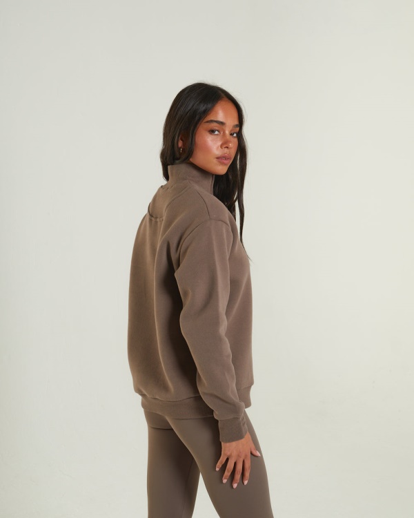 Brown Diesel Angel Half Zip Taupe