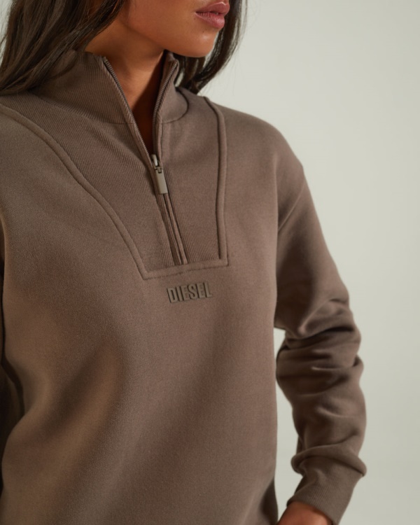 Brown Diesel Angel Half Zip Taupe