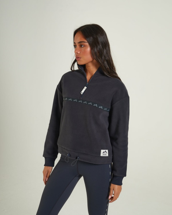 Dark Grey Diesel Darina Fleece Half Zip Deep Slate