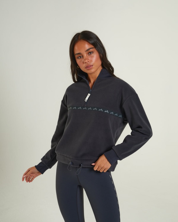 Dark Grey Diesel Darina Fleece Half Zip Deep Slate