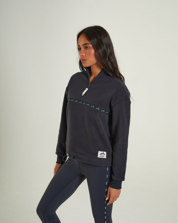 Dark Grey Diesel Darina Fleece Half Zip Deep Slate