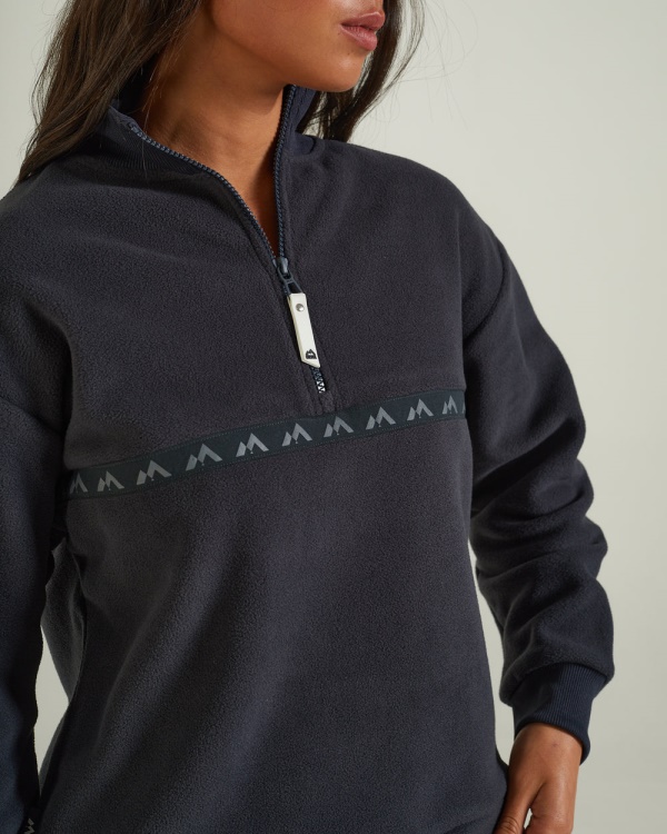 Dark Grey Diesel Darina Fleece Half Zip Deep Slate