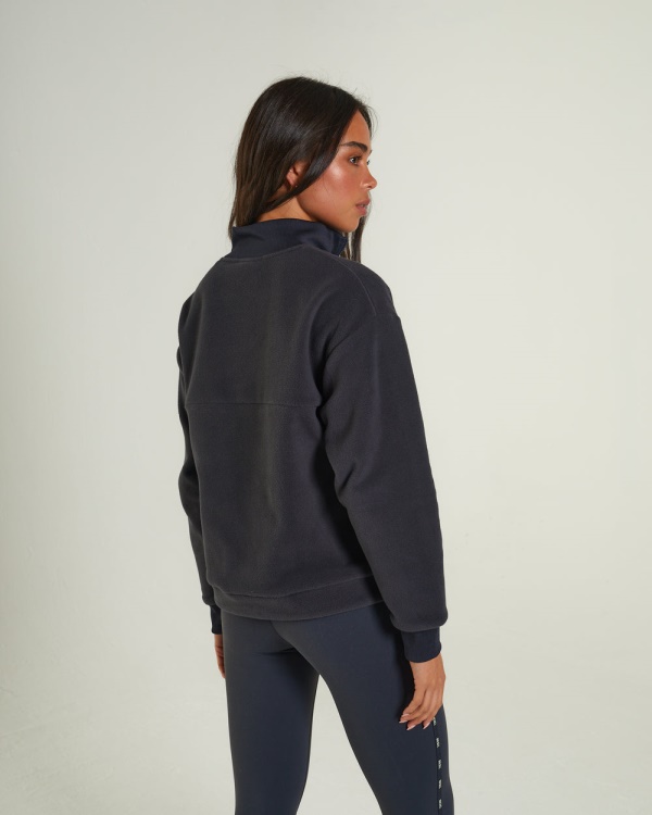 Dark Grey Diesel Darina Fleece Half Zip Deep Slate