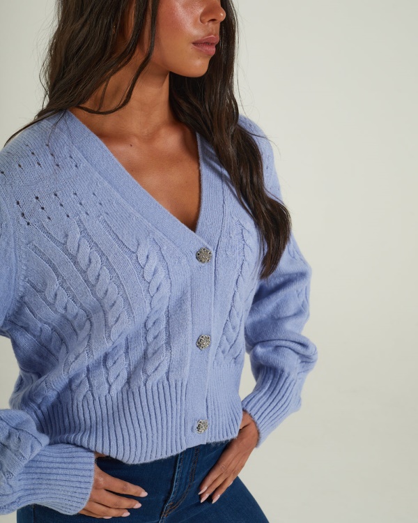 Abra Cardigan Dusky Diesel Blue