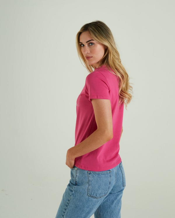 Pink/Light Grey Diesel Hattie T-Shirt Flirty Fuchsia
