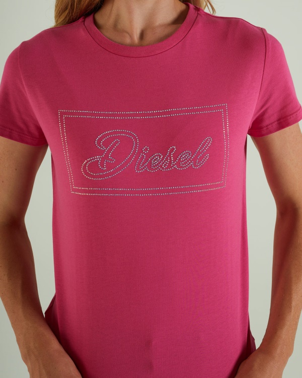 Pink/Light Grey Diesel Hattie T-Shirt Flirty Fuchsia