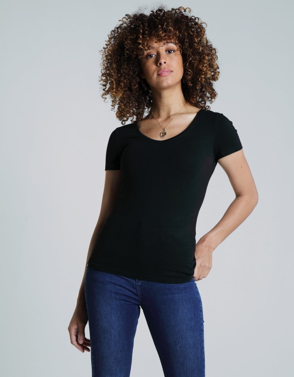 Clara V Neck Basic Diesel Black