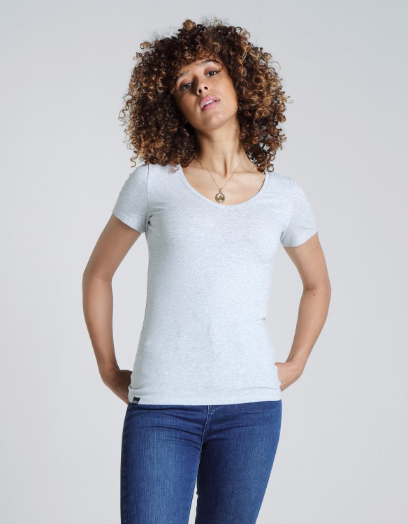 Light Grey Diesel Clara V Neck Basic Pebble