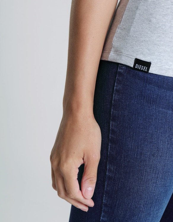 Light Grey Diesel Clara V Neck Basic Pebble