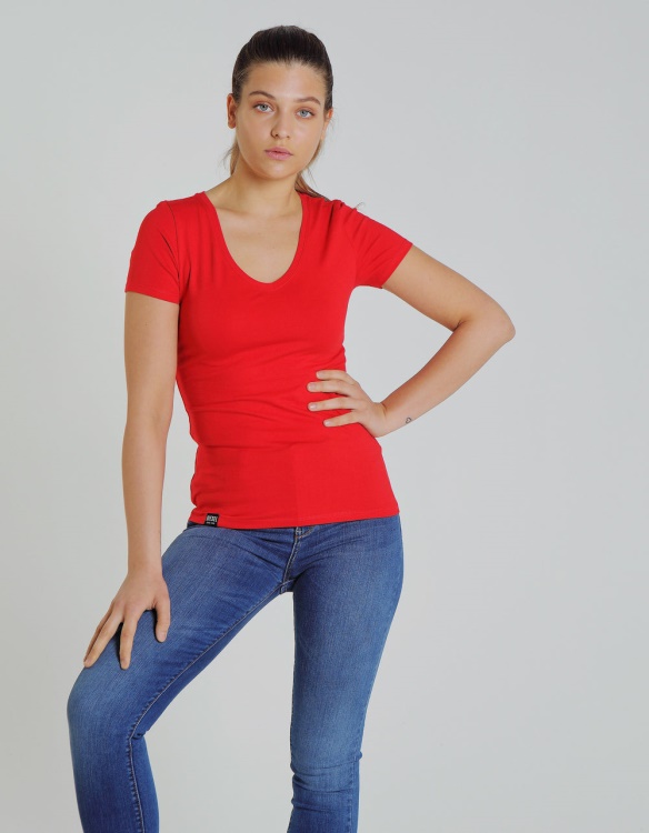 Clara V Neck Basic Vermillion Red Diesel