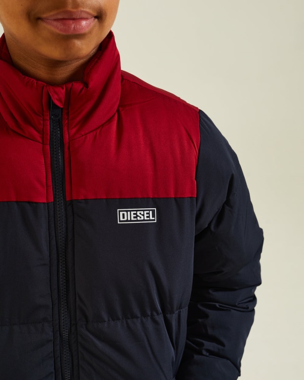 Diesel Hartley Padded Jacket Red/Navy Grey/Black