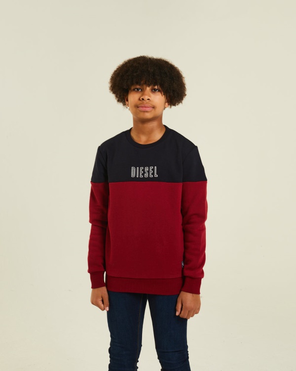 Barney Sweater Red/Navy Diesel Blue