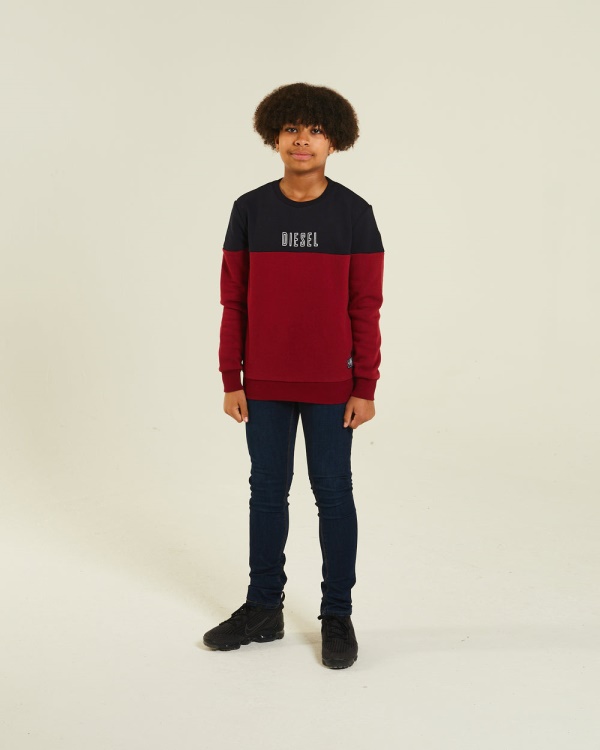 Barney Sweater Red/Navy Diesel Blue