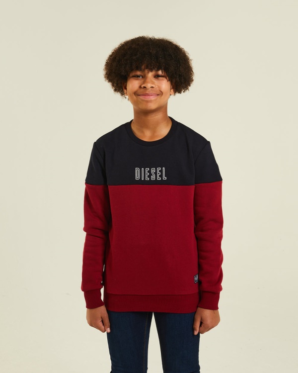 Barney Sweater Red/Navy Diesel Blue