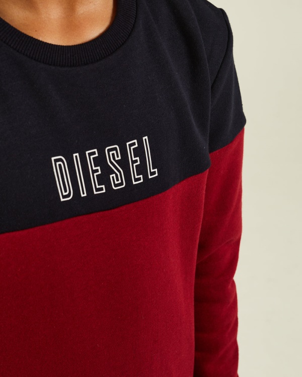 Barney Sweater Red/Navy Diesel Blue