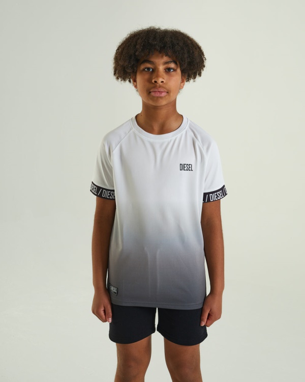 Diesel Jack Dip Dye Tee White/Grey Navy