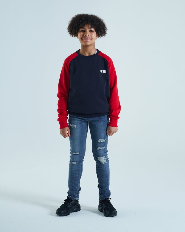 Irving Sweater Navy/Red Diesel Grey