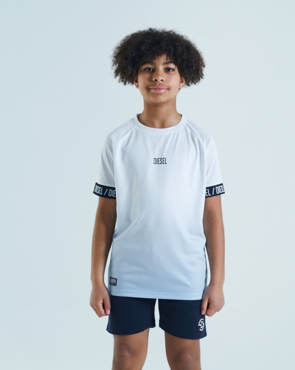 Diesel Jack Dip Dye Tee White/Sky Blue Navy