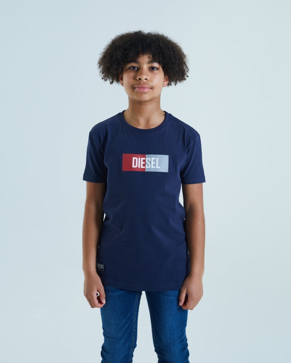 White Gannon Tee Navy Diesel