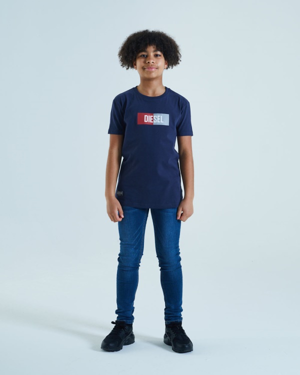 White Gannon Tee Navy Diesel