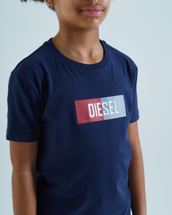 White Gannon Tee Navy Diesel