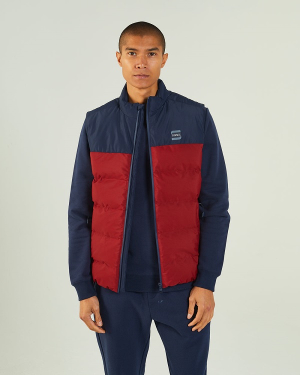 Gaston Gilet Red Dahlia Diesel Blue