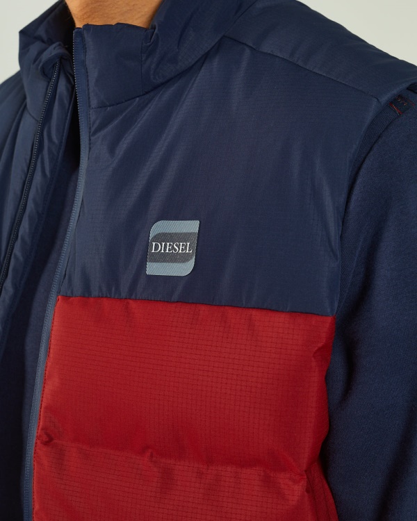 Gaston Gilet Red Dahlia Diesel Blue