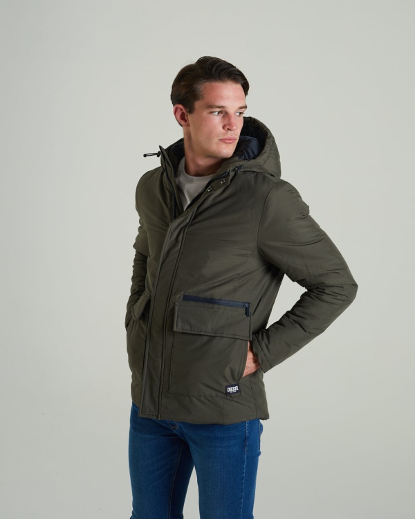 Bronson Parka Jacket Combat Green Diesel White