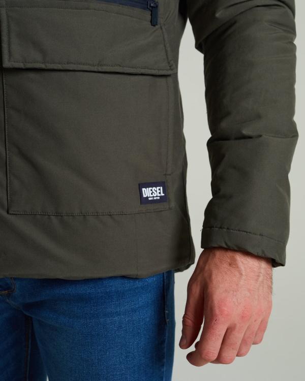 Bronson Parka Jacket Combat Green Diesel White