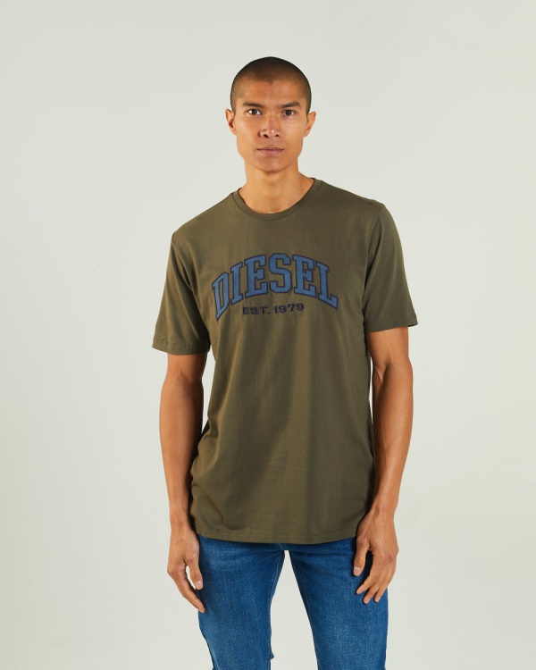 Light Grey Diesel Ronnie Tee Combat Green