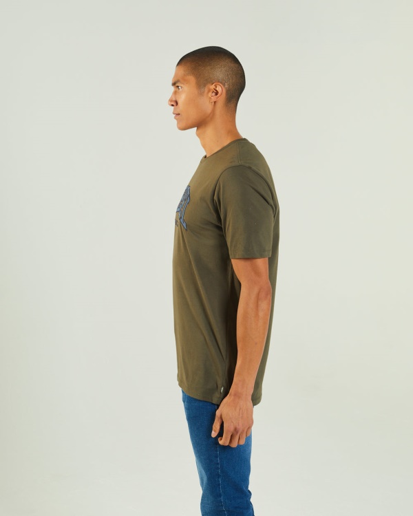Light Grey Diesel Ronnie Tee Combat Green