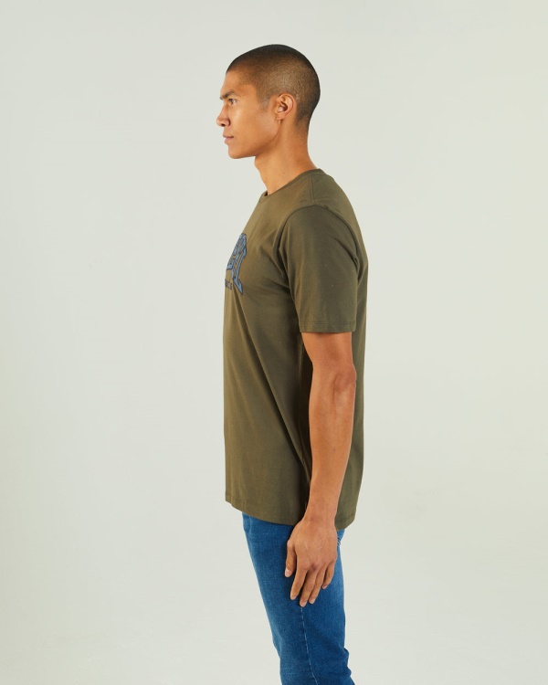 Light Grey Diesel Ronnie Tee Combat Green