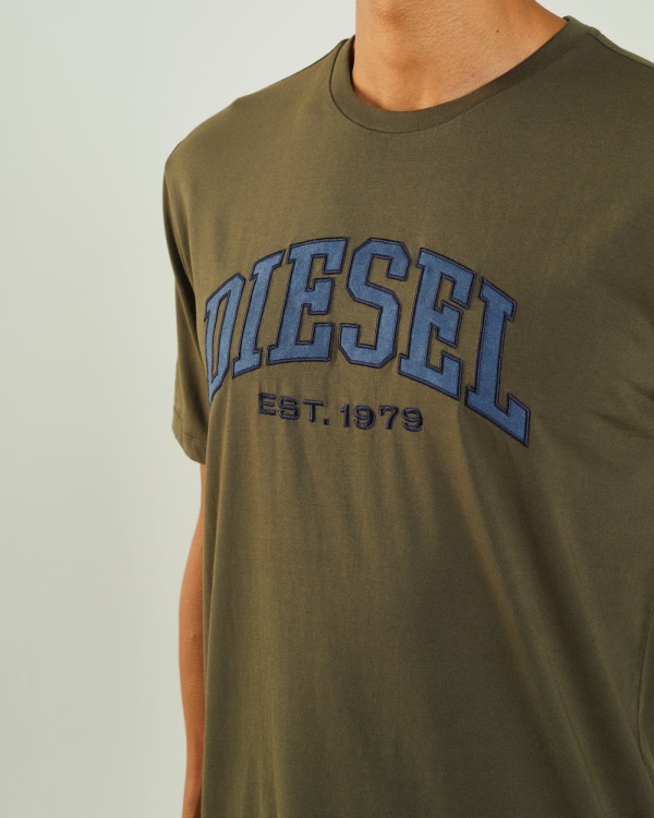 Light Grey Diesel Ronnie Tee Combat Green