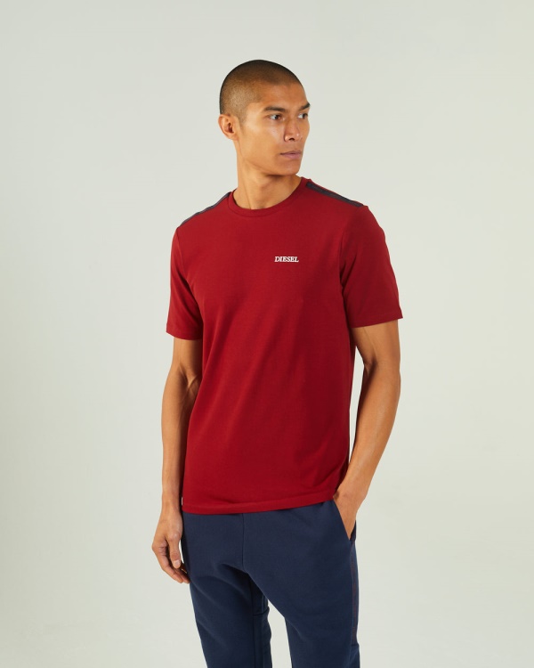 Diesel Hugo Tee Red Dahlia Blue