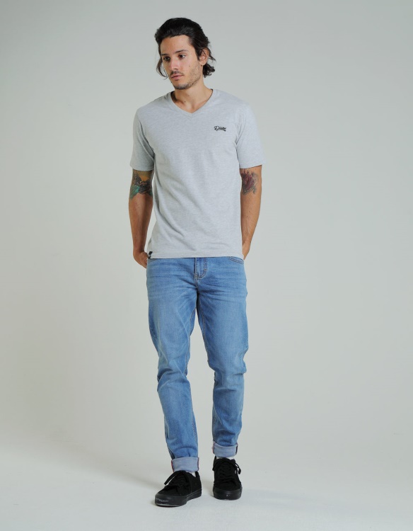 Navy Diesel Basic Scott V Neck Pebble