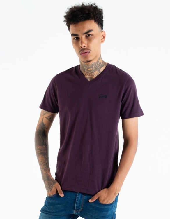 Diesel Basic Scott V Neck Tee Black Cherry Blue