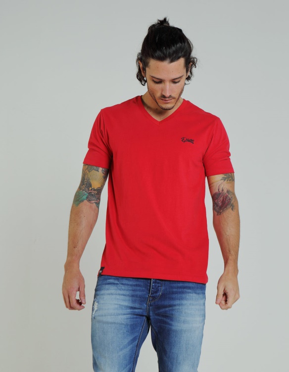 Basic Scott V Neck Barbados Cherry Diesel Blue