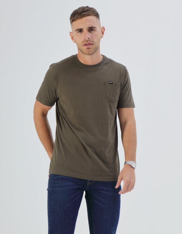 Basic Brett Pocket Tee Olive Night Diesel Pink