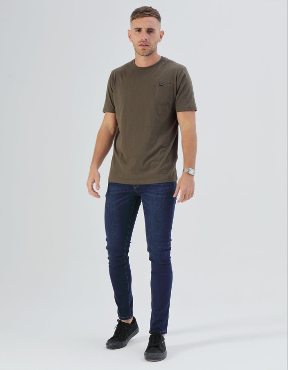 Basic Brett Pocket Tee Olive Night Diesel Pink