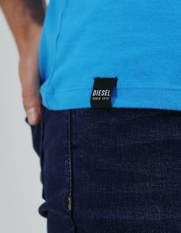 Diesel Basic Scott O Neck Tee Blue Aster Pink