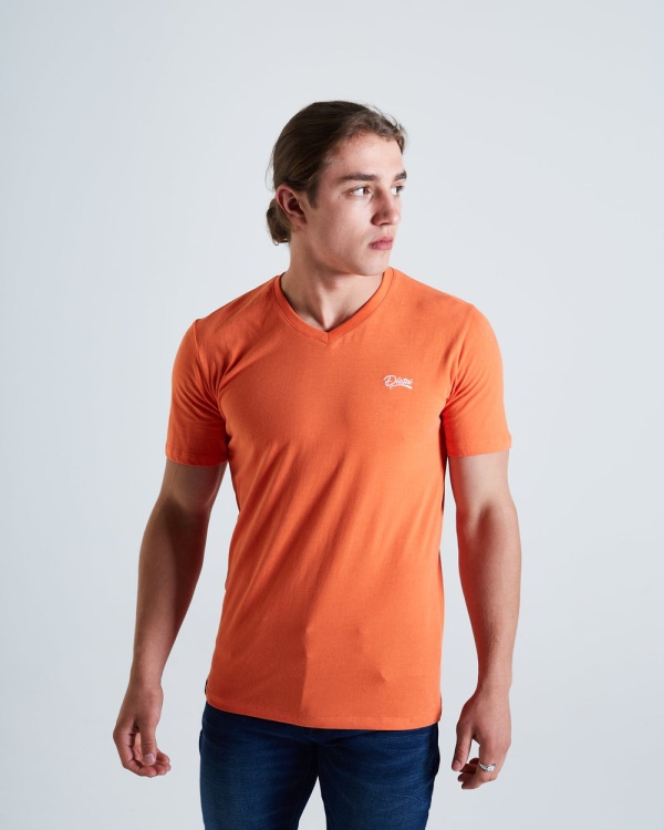 Basic Scott V Neck Tee Tigerlily Diesel Pink