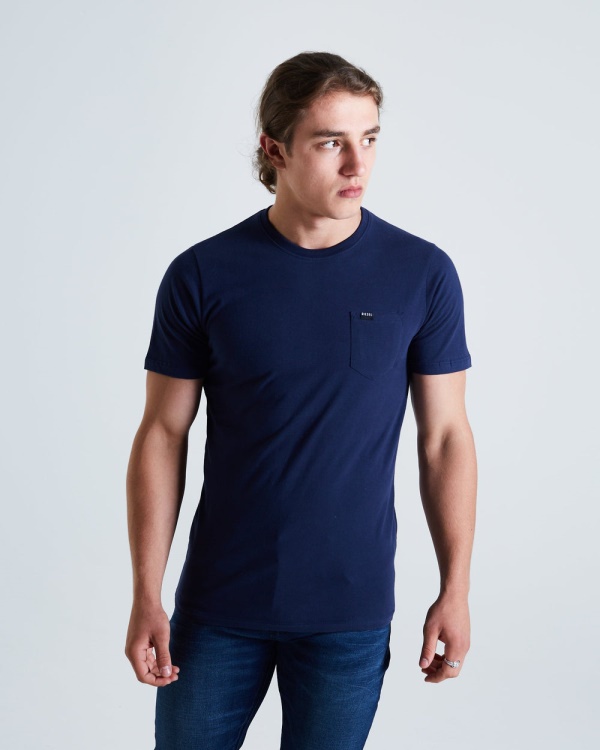 Blue Basic Brett Pocket Tee Navy Iris Diesel