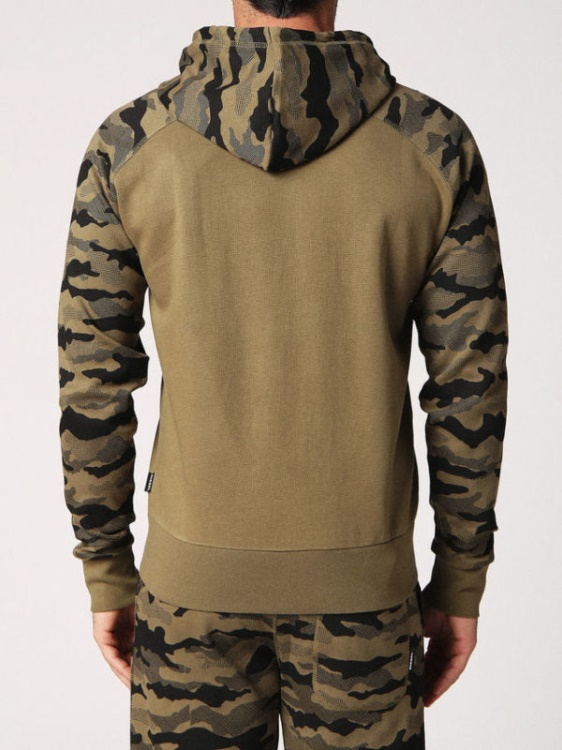 Diesel Brianz Men's Zipped Hoodie Camoufludge Hooded Casual Sweatshirts Tops Grey/Khaki