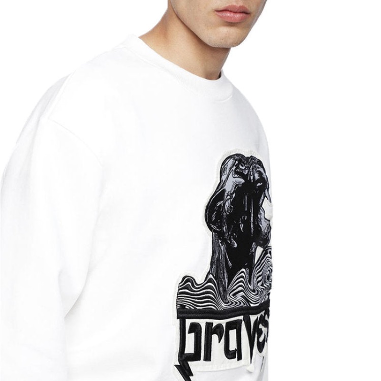 S Bay Wa Men's Sweatshirt Crew Neck Ribbed Casual Pullover Jumper Diesel