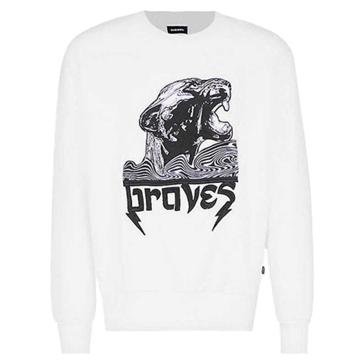 S Bay Wa Men's Sweatshirt Crew Neck Ribbed Casual Pullover Jumper Diesel