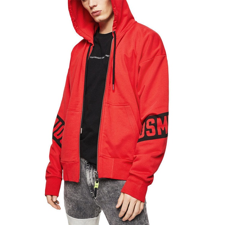 S Alby Zip Felpa Men Hoodies Full Zip Red Top Casual Hooded Sweatshirt Xs Diesel