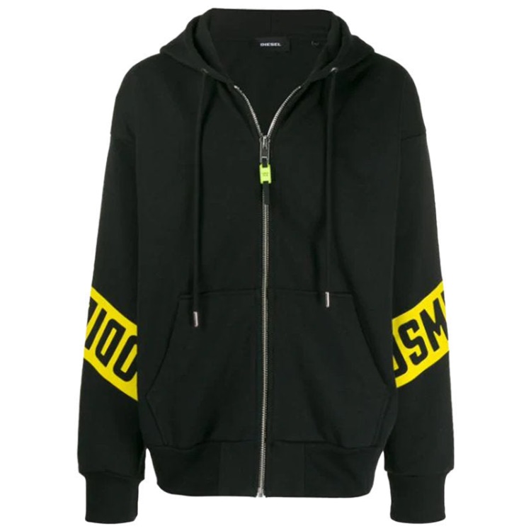 S Alby Zip Felpa Men Hoodies Full Zip Casual Black Hooded Sweatshirt Xs-M Diesel