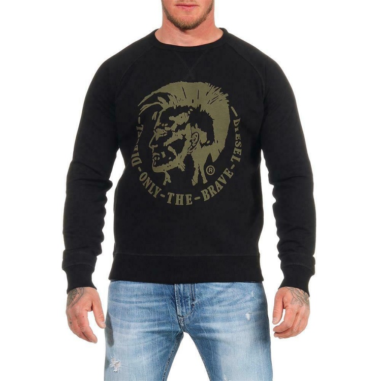 Diesel S Orestes Patch Riaeg Men's Sweatshirt Crew Neck Pullover Cotton Jumper