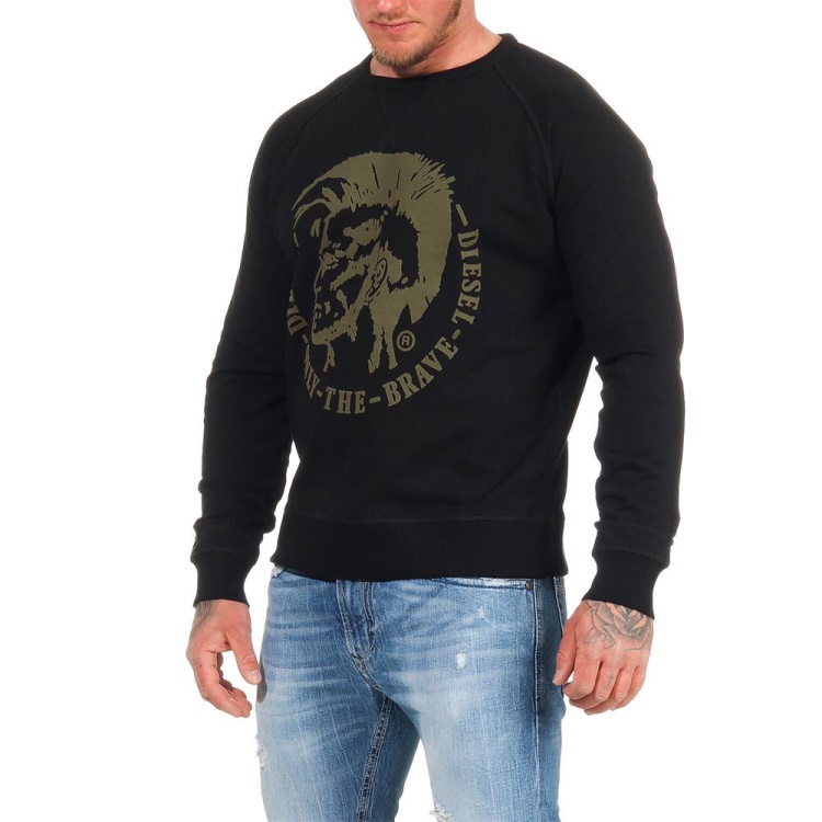 Diesel S Orestes Patch Riaeg Men's Sweatshirt Crew Neck Pullover Cotton Jumper