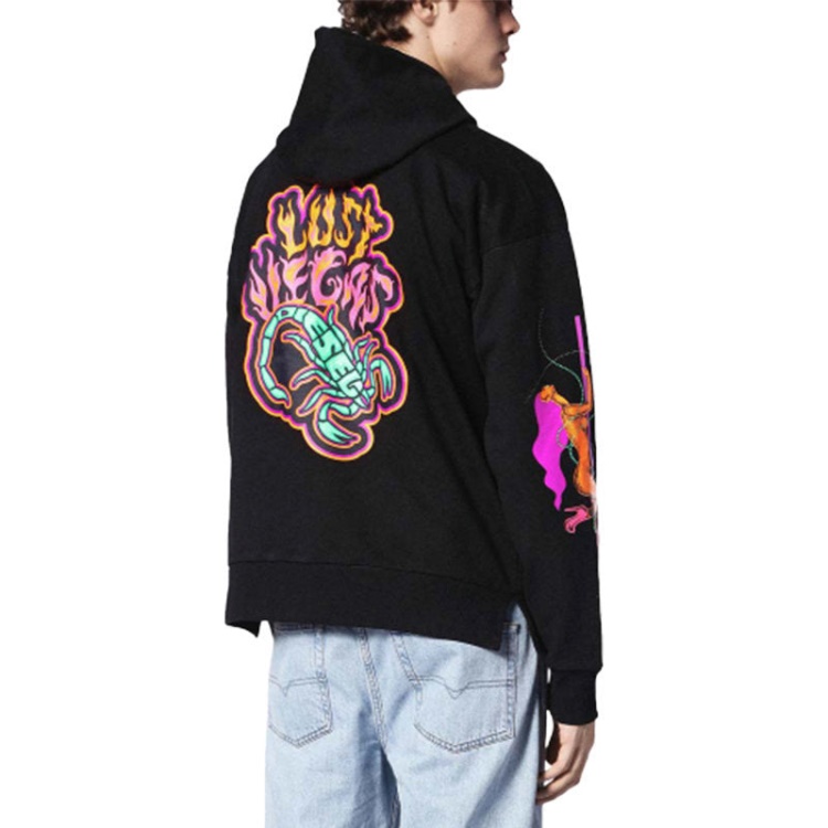 Diesel S Alby Sc 900 Men's Sweatshirt Pullover Hoodie Fluo Printed Lounge Wear